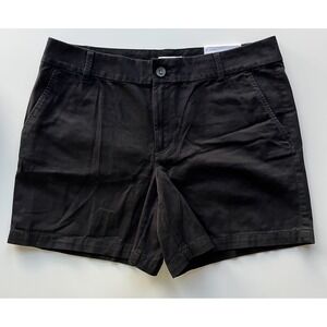 NEW LOFT (12) Black Women's Casual Chino Shorts 6”